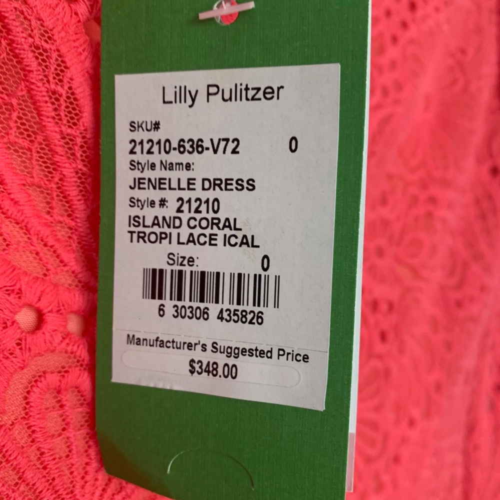 NEW! Lilly Pulitzer Island Coral Lace Dress Size 0 - Picture 3 of 11